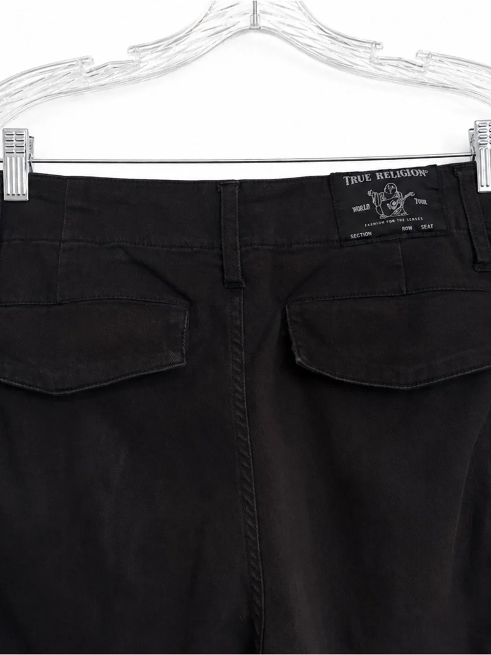 True Religion Cargo Pants Black Mens Utility Size 42